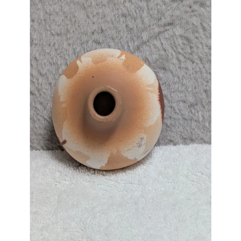Brown and White Mexican Ceramic Small Vase by Beverly Dinch